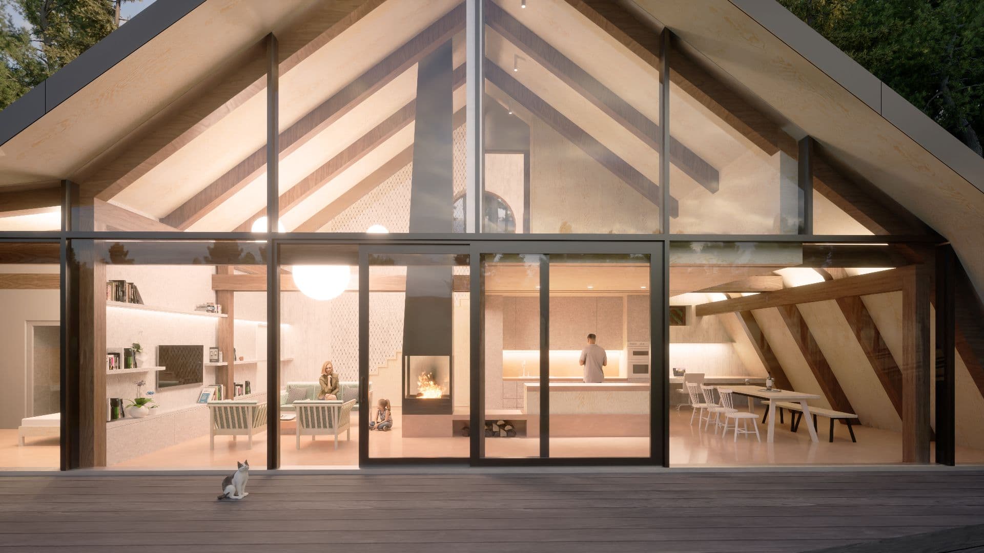 RD Skála - hlavní pohled na prosklenou stěnu