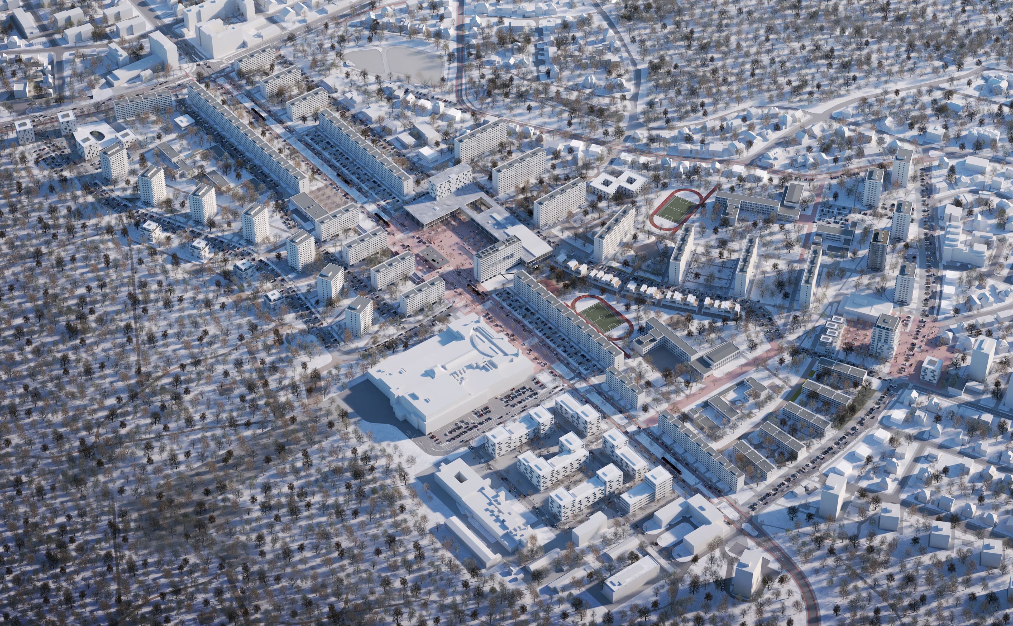 Novodvorská - pohled z meziprostoru